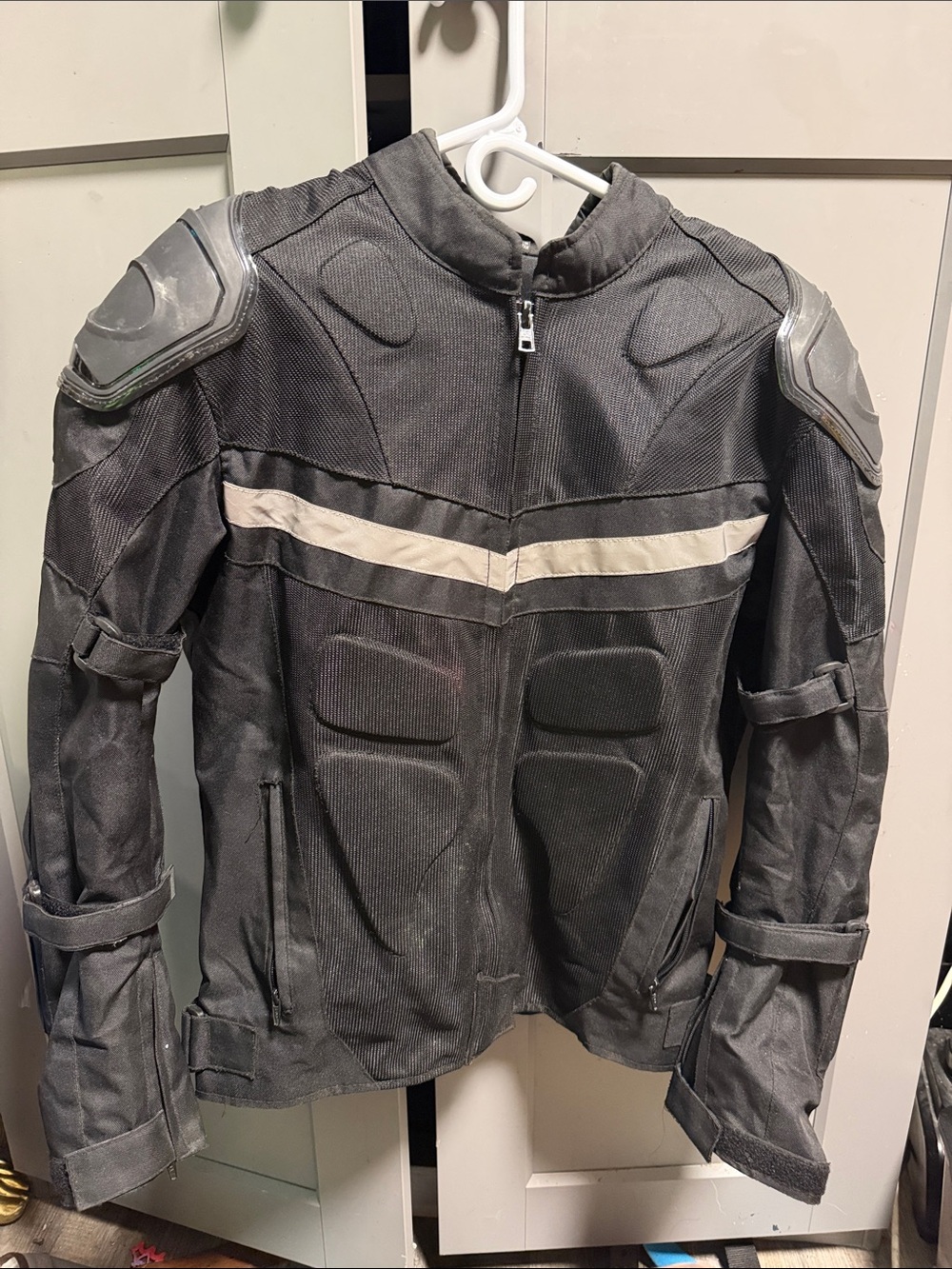 Men's Black Performance Motorcycle Jacket with Reflective Stripe